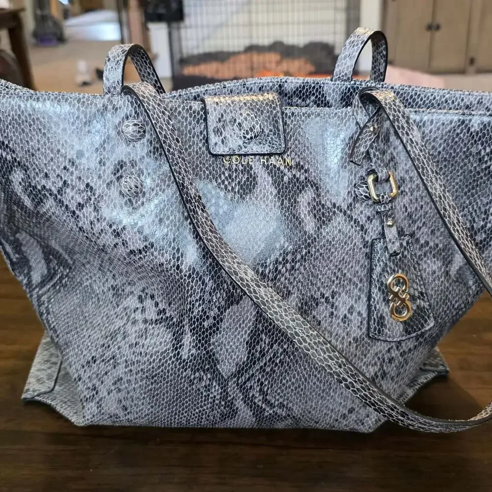 Cole Haan Gray Real Snake Skin Tote Bag